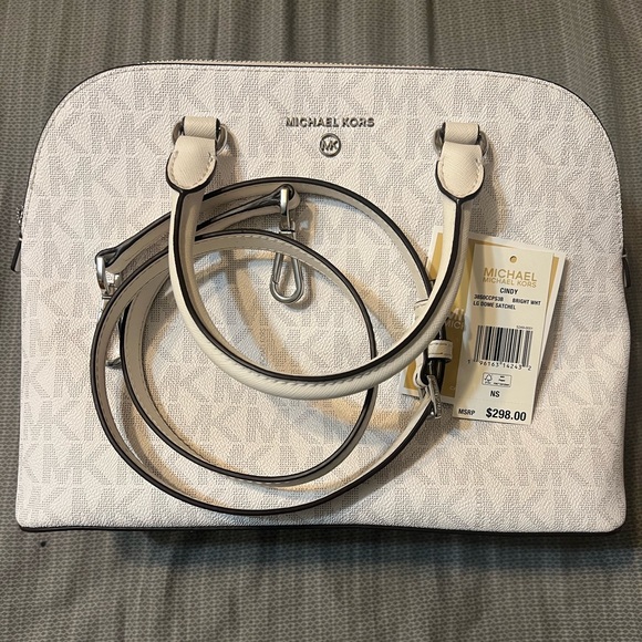 Handbags - Michael Kors Cindy Large Dome Satchel- Bright White